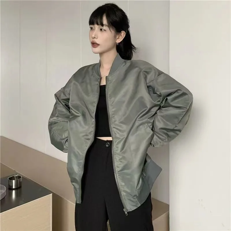 HOUZHOU Vintage Black Bomber Jacket Women Gothic Style Oversize Harajuku Streetwear Baseball Jackets Japanese Y2k Aesthetic Tops