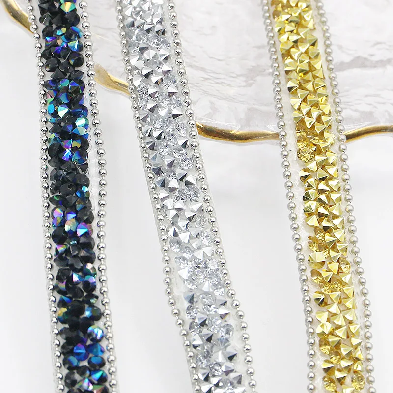 (1 Yard) 10mm Water Rhinestone Accessories Self Adhesive Diamond Adhesive Resin Wedding Party Home Decoration Lace