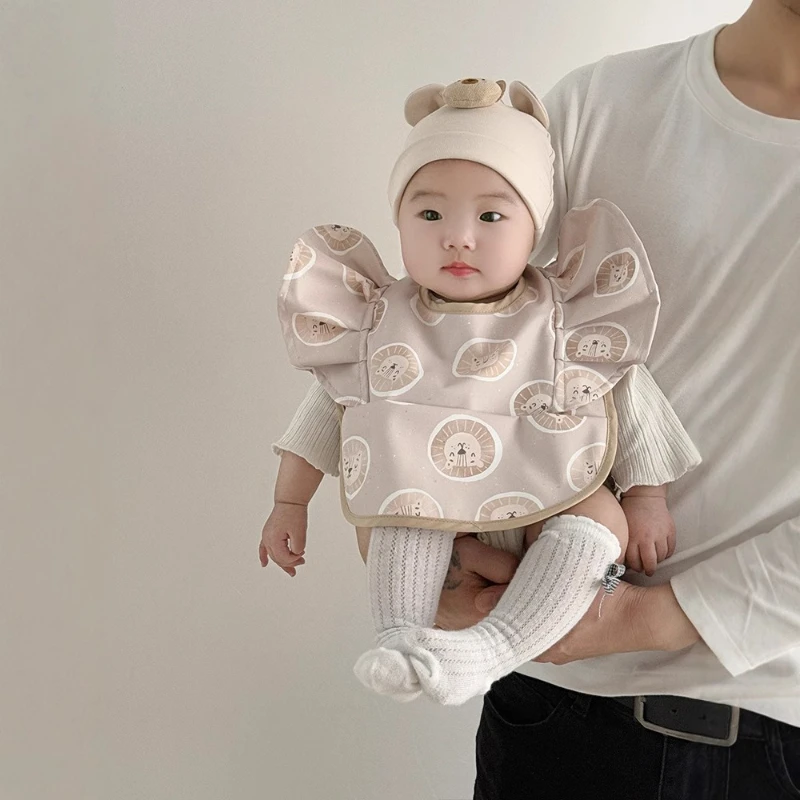 Children's Winged Bibs with Flutter Sleeves Baby Mealtime Bibs Soft Waterproof Infant Bib Sleek Leak-proof Saliva Towels
