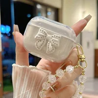 For Airpods Pro3/Pro2/Pro Case Cute Glitter Bowknot Crystal Earphone Protective Cover Pendant For Airpods 4/3/1or2 Earbuds Case 4