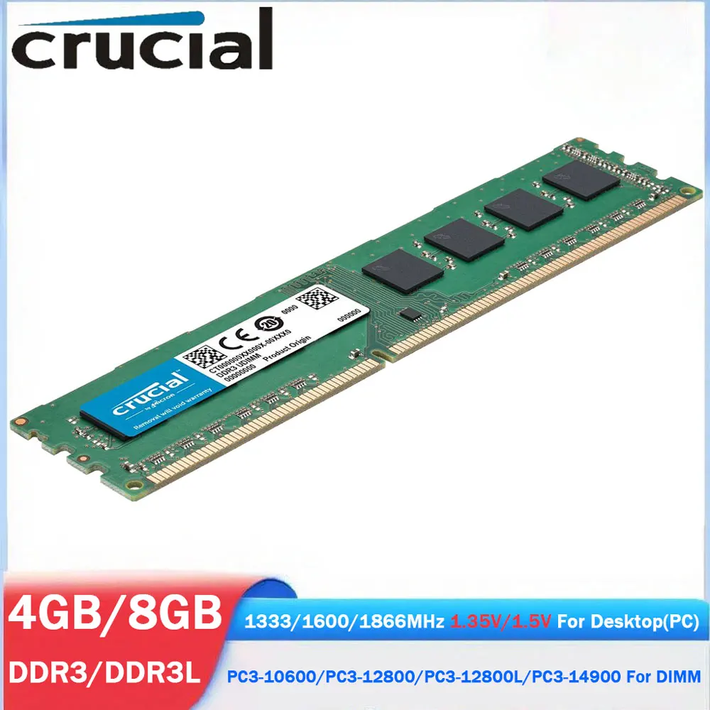 Memoria RAM Crucial DDR3 DDR3L 4GB 8GB 1600MHz 1333 1866MHz Memoria DIMM 1,35 V 1,5 V 240Pin PC3-10600 PC3L- para escritorio