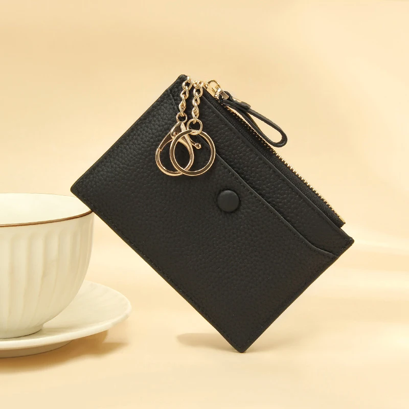 Genuine Leather Coin Purse for Women with KeyChain Small Zipper Change Purse Coin Pouch Slim Card Holder Wallet Clutch for Women