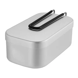 Aluminum Lunch Box with Foldable Handles - 800ML Premium Outdoor Camping and Picnic Cookware (Silvery)