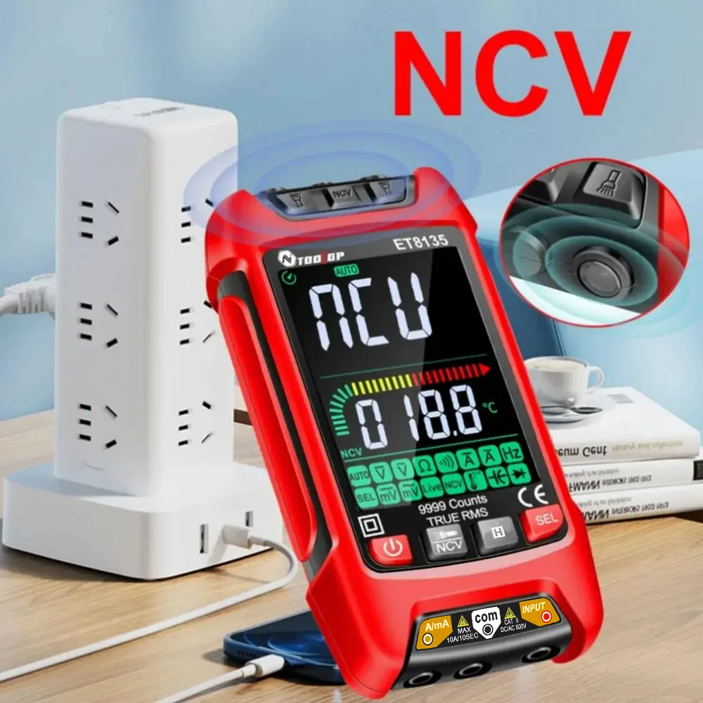 TOOLTOP ET8135 1000V True RMS Digital Multimeter 9999 Counts High-Precision AC DC Voltage NCV Test Automatic Range Multimeter 4