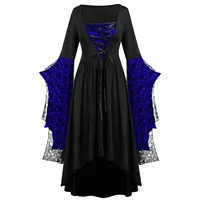 New Fashion Skull Lace Strap Dress Popular Party Dress Halloween Temperament Retro Long Dress Halloween Dress Women's Clothing 5