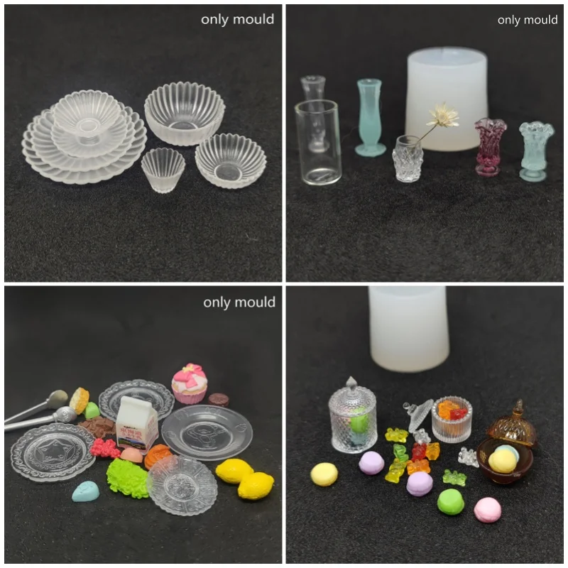 Mini Dollhouse Food Jar Silicone Mold DIY Doll House Candy Cookie Jar Model Kitchen Decor Drop UV Glue Epoxy Resin Casting Mould silicone mold