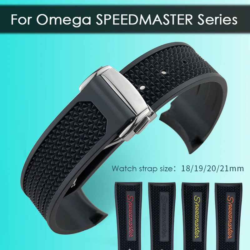 18mm 19mm 20mm 21mm Rubber Silicone Watchband for Omega 007 Speedmaster 