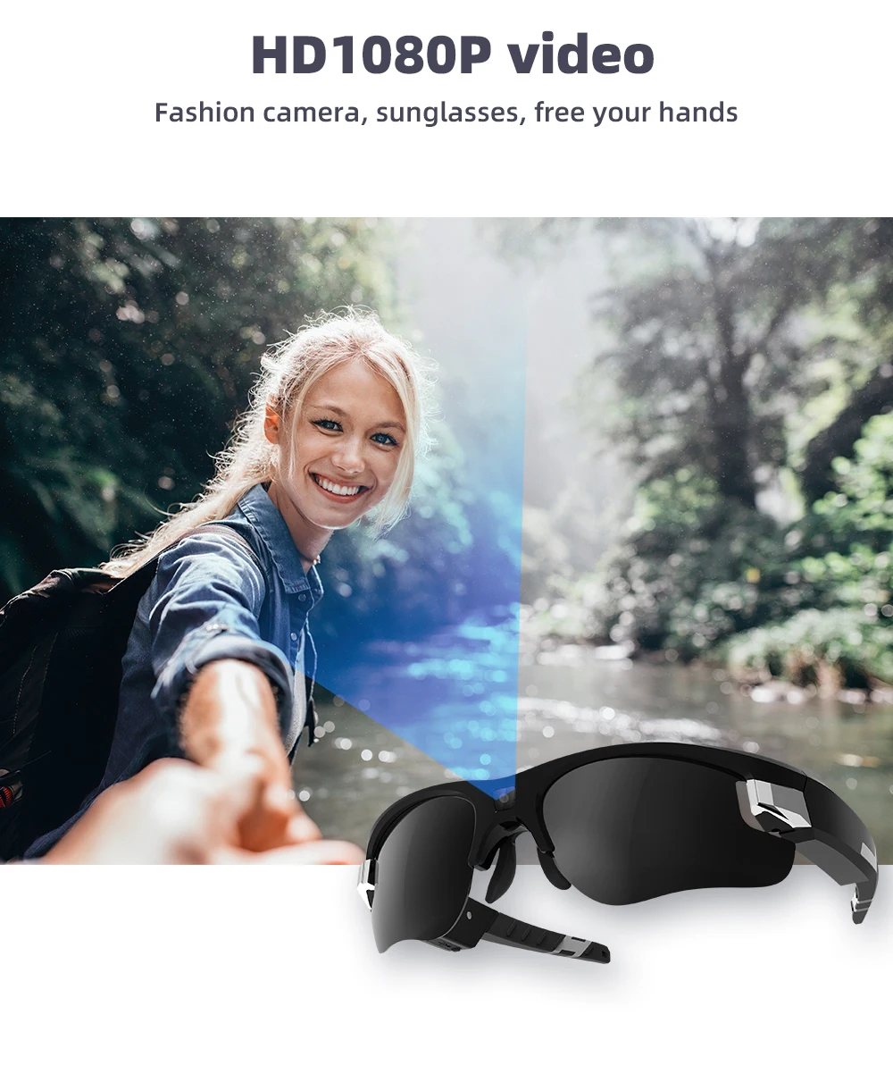 HD 1080P Mini Sports Glasses Camera Smart Glasses Polarized Lens Sunglasses Camera Riding Glasses Audio Video Recorder Camcorder