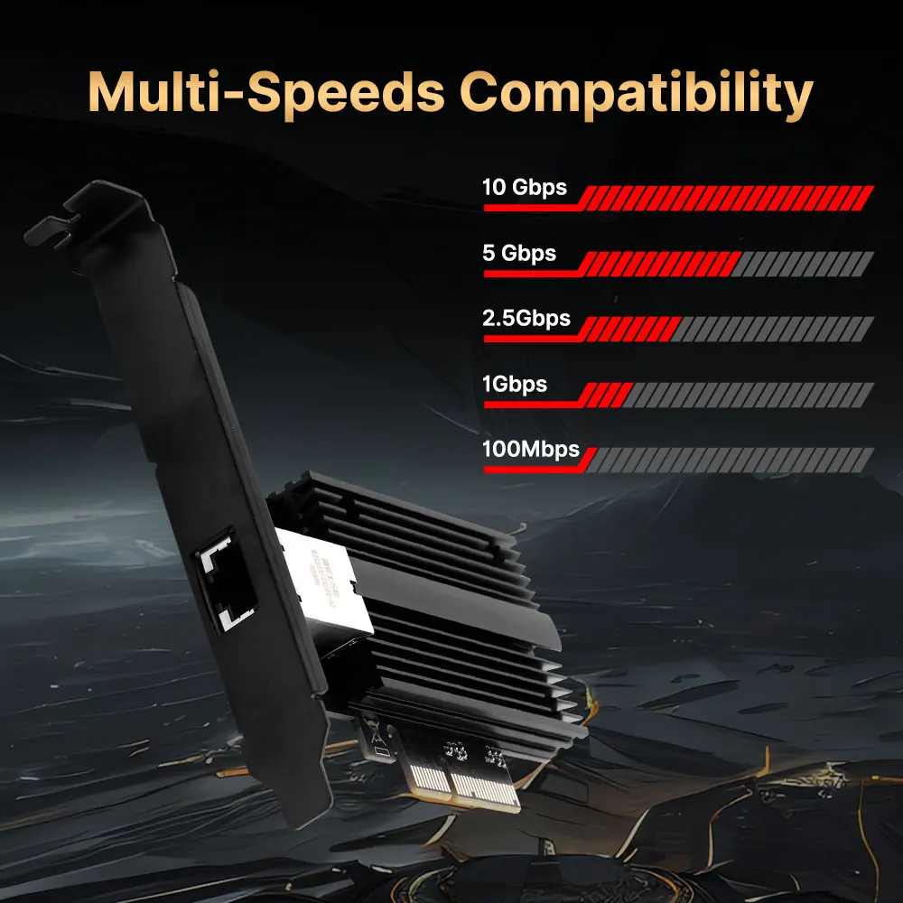 Placa de Rede Pcie para Rj45 Marvell Aqc113c 10gbps 5gbps 2.5gbps 1gbps Gigabit Porta Ethernet Nic para Desktop pc - Imagem 2