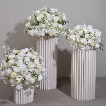 30/40cm White Baby Breath Rose green leaf Artificial Flower Ball Wedding Table Centerpiece Deco Floral Event Party Prop 1