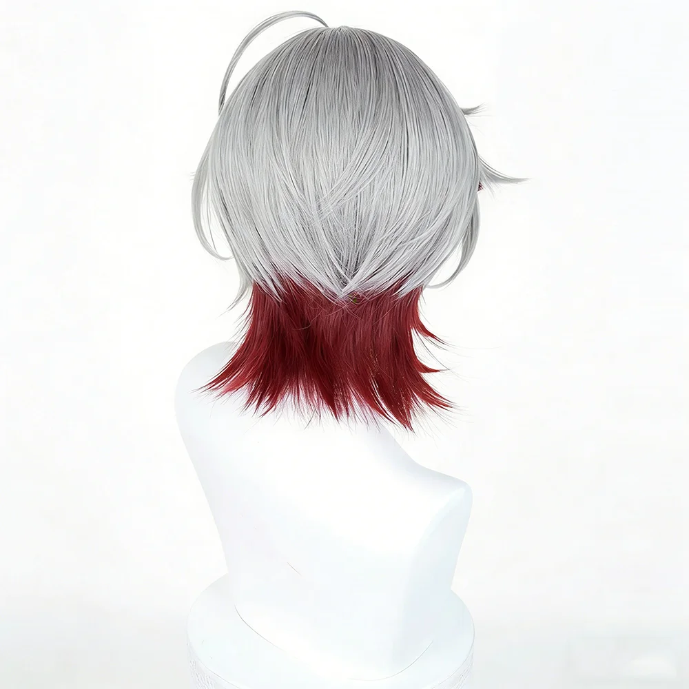 Genshin Impact: Illuga | Silver Short Hair Wig for Cosplay 19 Genshin Impact-Inspired Silver Grey Red Mixed Short Hair Wig for Cosplay Events