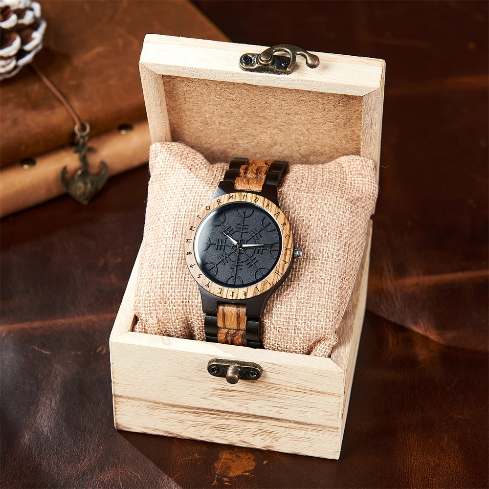 BOBO BIRD Viking Men's Watches Wooden Wristwatch Idea Gift for Men Clock Support Personalized Dropshipping