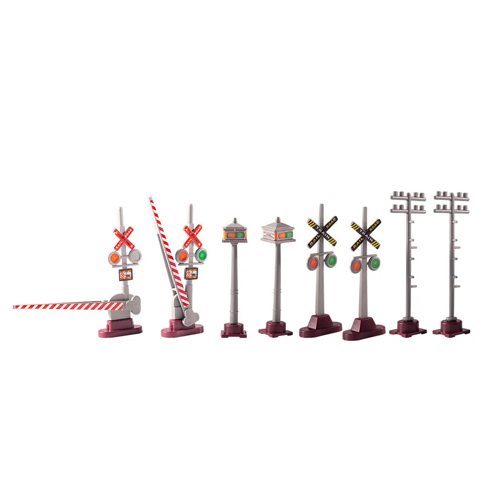 8pcs/lot Miniature Traffic Signs Railroad Scene ABS Plastic Vehicle Toys Railway Train Layout for Diorama 4