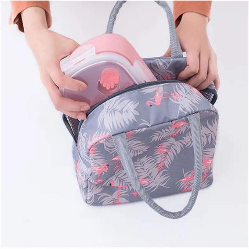 Functional Pattern Cooler Lunch Box Portable Insulated Canvas Lunch Bag Thermal Food Picnic Bags For Women Kids
