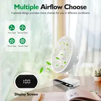 Oscillating Desk Fan 4000mAh Battery Powered & USB Rechargeable Small Personal Fan Quiet Table Fan Portable Fan 4 Speed with LED 2
