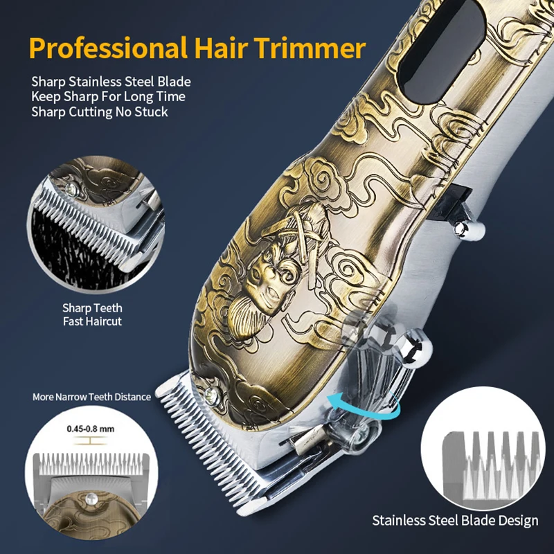 Professional Cordless Beard Trimmer Hair Clippers Set Nose Hair Trimmer for Men  Grooming Kit for Haircut Carving Shaving Trim 4