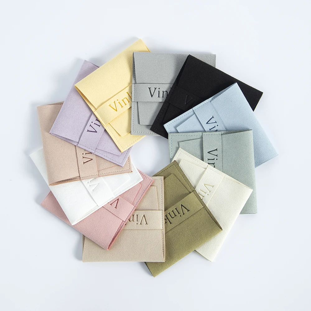 100pcs Custom Logo Jewelry Organizer Gift Bags Microfiber Storage Packaging Pouch Wedding Favors Party Candy Velvet Goodie Bag