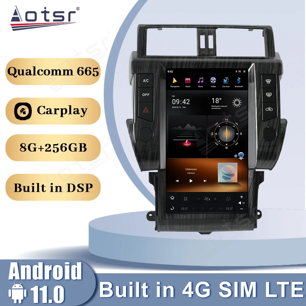 

Вертикальный экран Android 11 Qualcomm для Toyota Land Cruiser Prado 150 2010-2013 автомобильное радио мультимедийный плеер GPS CarPlay головное устройство