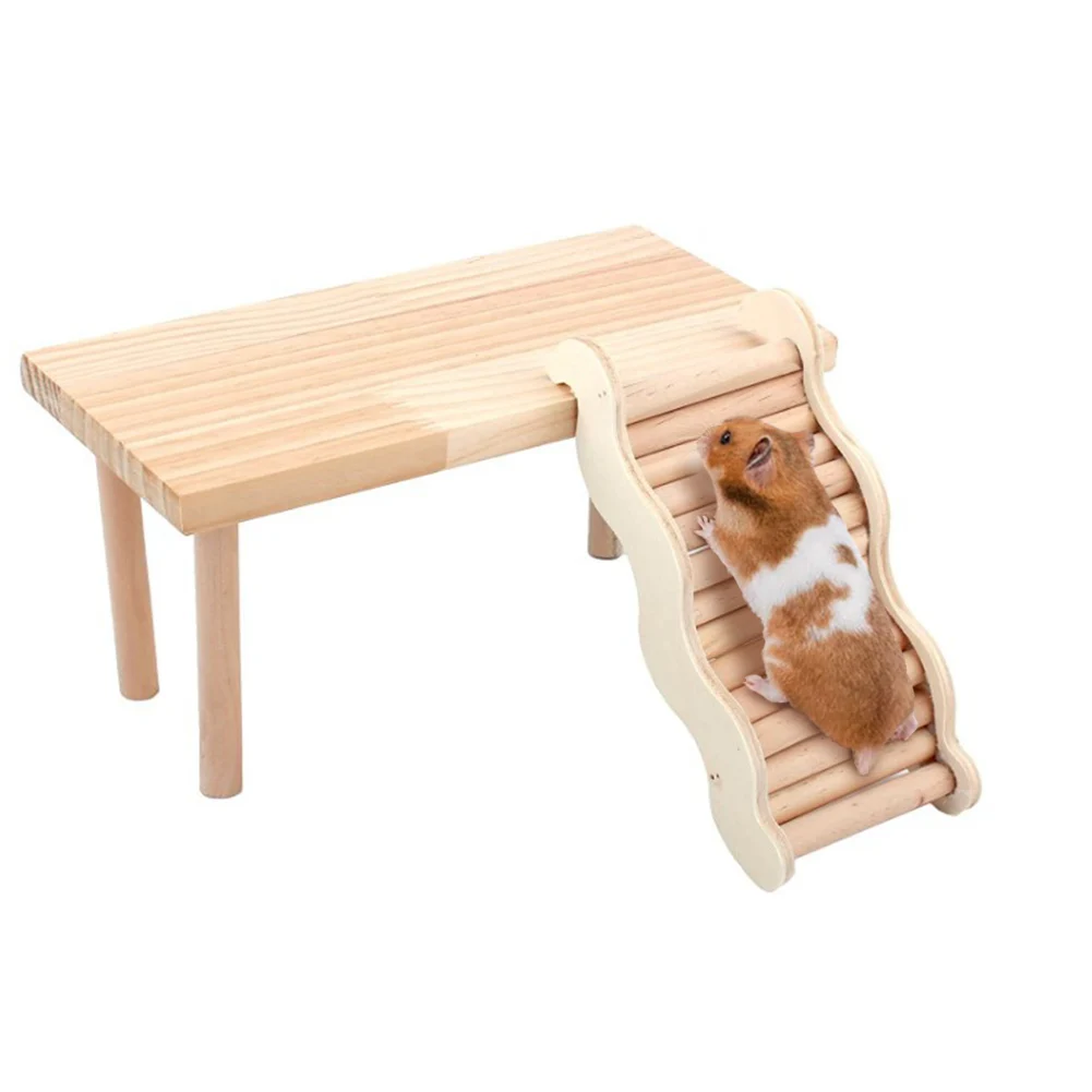 View of Hamster-Platform-With-Climbing-Ladder-Wooden-Small-Pet-Play-Stand ...