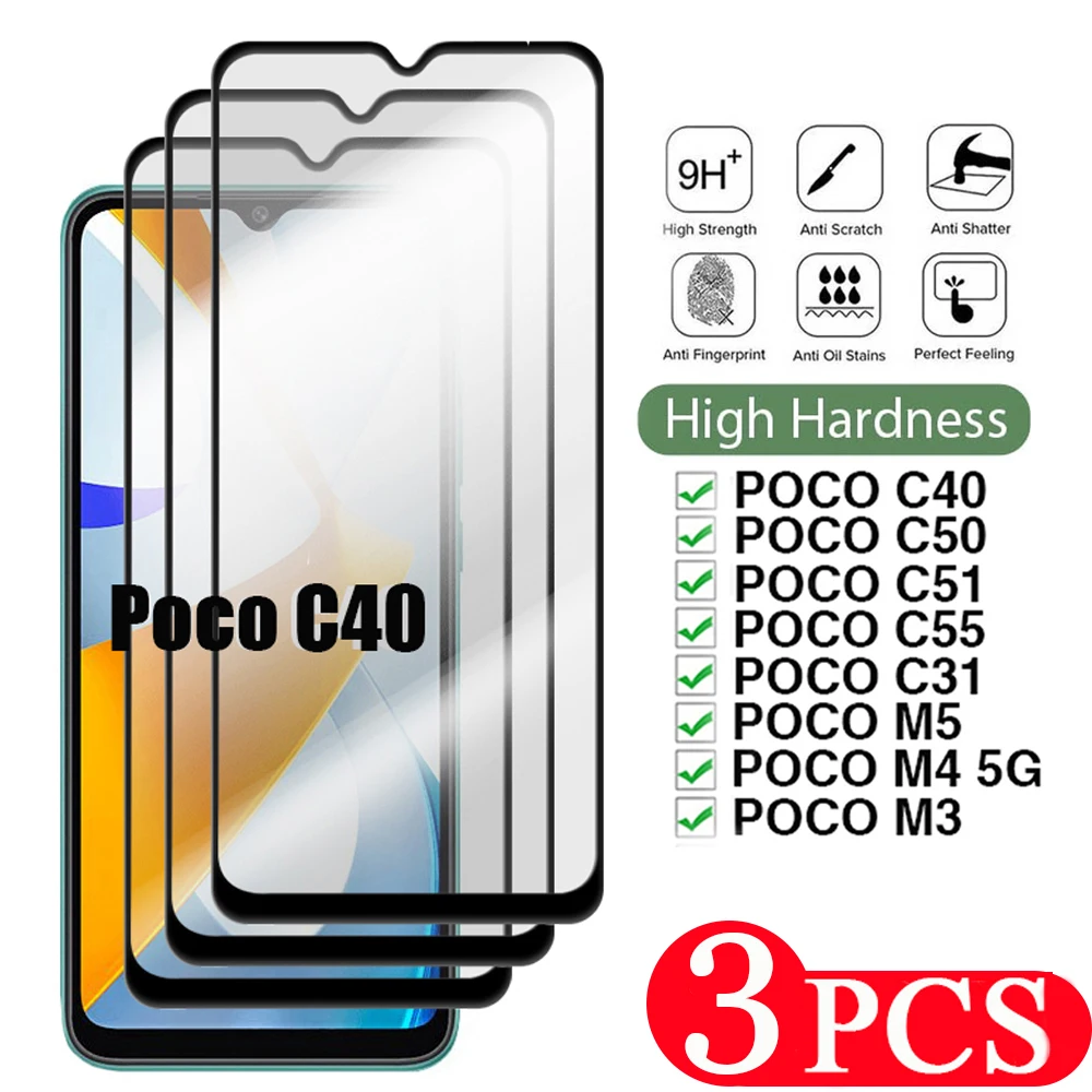 

Защитная пленка для экрана телефона xiaomi Poco C50 C40 M5, 3 шт., закаленное стекло для xiaomi Poco C51 C55 M4 5G M3 F5 Pro HD, защитная пленка