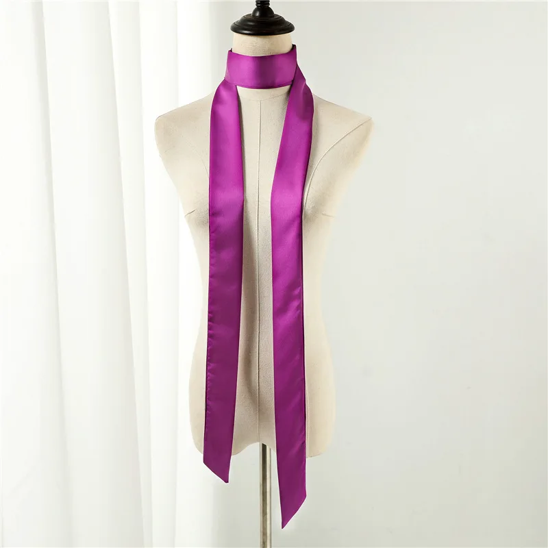 10 Farben 5X190CM Damen Schmaler Langer Schal Einfarbiger Chiffon-Seidenschal Gummiertes Rot Schwarzes Taschenband Stirnbänder Choker Streamer – Detail 10