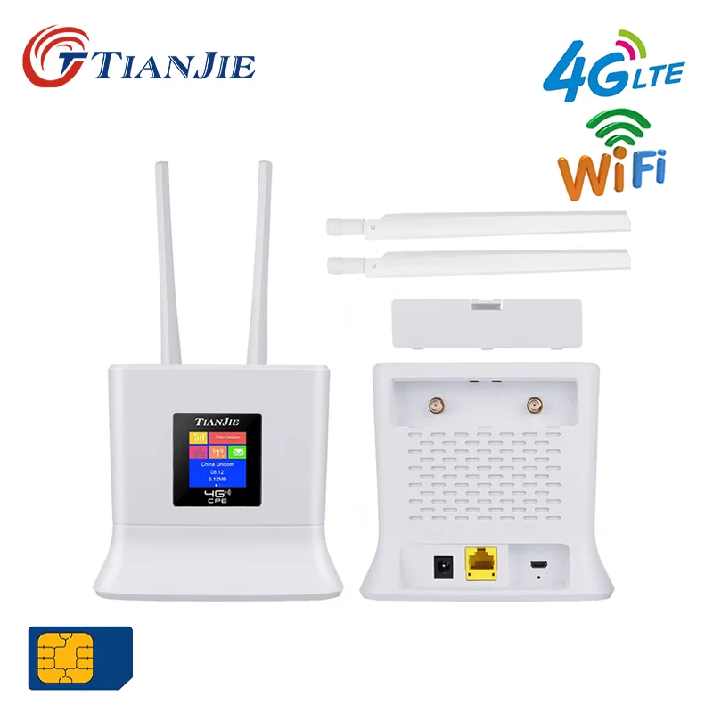 

Unlocked/Wireless 4G Router LTE Wifi 3*High-gain Antennas Modem 300M Wi-Fi Mobile Hotspot RJ45 WAN/LAN CPE Dongle+SIM Card Slot