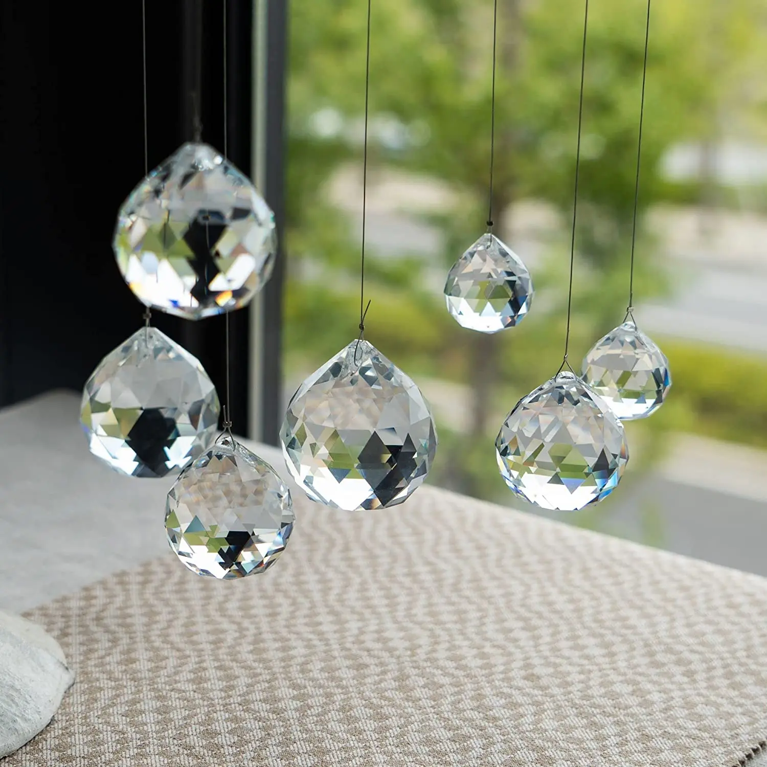 H&D Crystalsuncatcher 24pcs Clear Crystal Ball Prism Suncatcher Rainbow Pendants Maker, Hanging Crystals Prisms for Windows,20mm