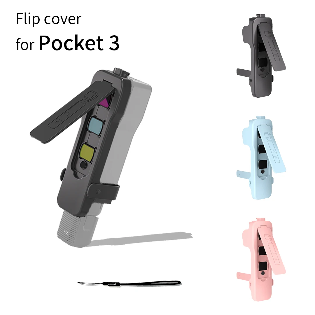 Protective Flip Cover for Pocket Camera with Built-in Filter Slots and Secure Straps