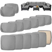Outdoor Cushion Covers for Patio Furniture 7 Piece Set, Replacement Cushion Slipcovers Fits 6 Seater Outdoor Couch Rattan 1