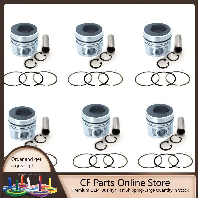 

New 6 Sets STD Piston Kit With Ring 12010-Z5776 Fit For Nissan FE6T Engine 108MM