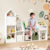 Vabches kids Bookcase with Seat Cushion Children's Bookshelf with 7 Open Storage Cubbies&3-Tier Book Organizer Toy Storage Chest 4