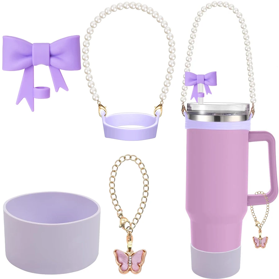 Oddyami Stanley Cup Accessories Set - Silicone Boot Sleeve & Bow Straw Cover For 30oz & 40oz Tumblers - View #2