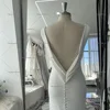 Mryarce 2025 Minimalism Wedding Dresses V Neck Stretch Mermaid Open Back Bridal Gowns With Detachable Train 3