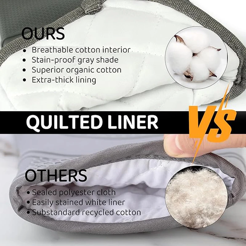 Grid Pattern Silicone Oven Gloves - High Temperature Resistant, Anti-Burn, Non-Slip Kitchen Baking Tools