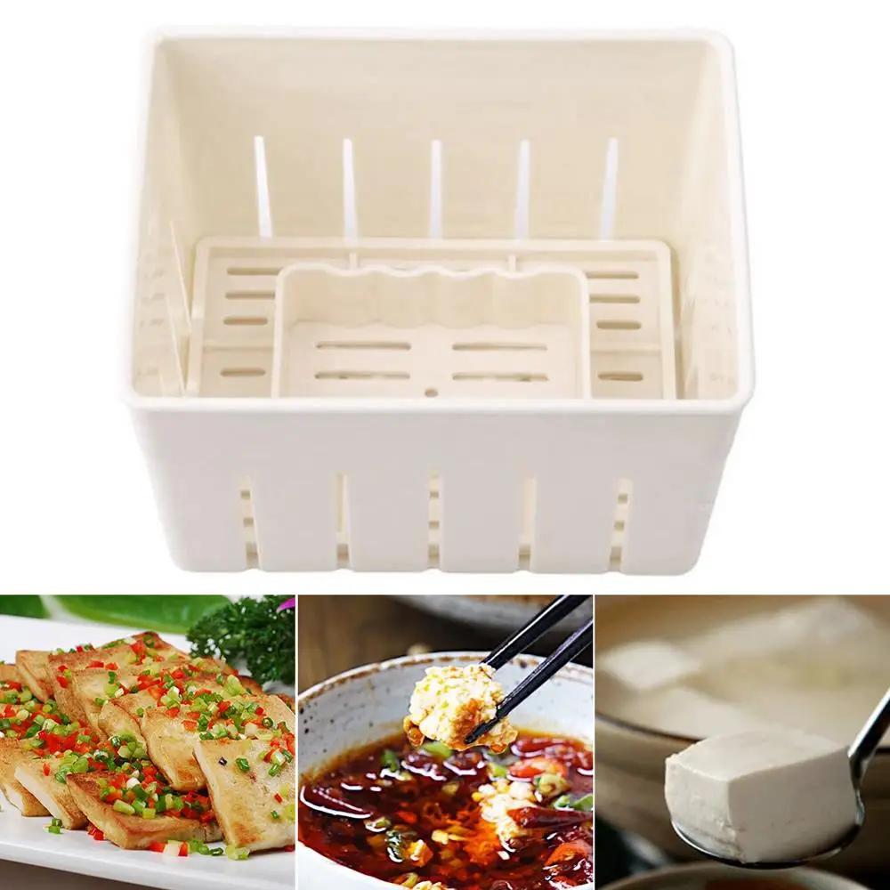 Hot DIY Plastic Tofu Press Mould Homemade Tofu Mold Soybean Curd Making Mold With Cheese Cloth Kitchen Cooking Tool Set