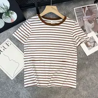 Maternity Clothes For Women Breastfeeding Tops Summer Short Sleeve Striped Splicing Pregnant T-Shirts Casual Nursing Clothing 2
