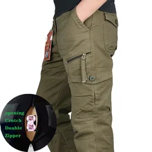 

Car Driver Convenient Crotch Zipper Opening Tactical Pants Men Military Army Black Cotton Ix9 Zipper Streetwear Autumn Overalls