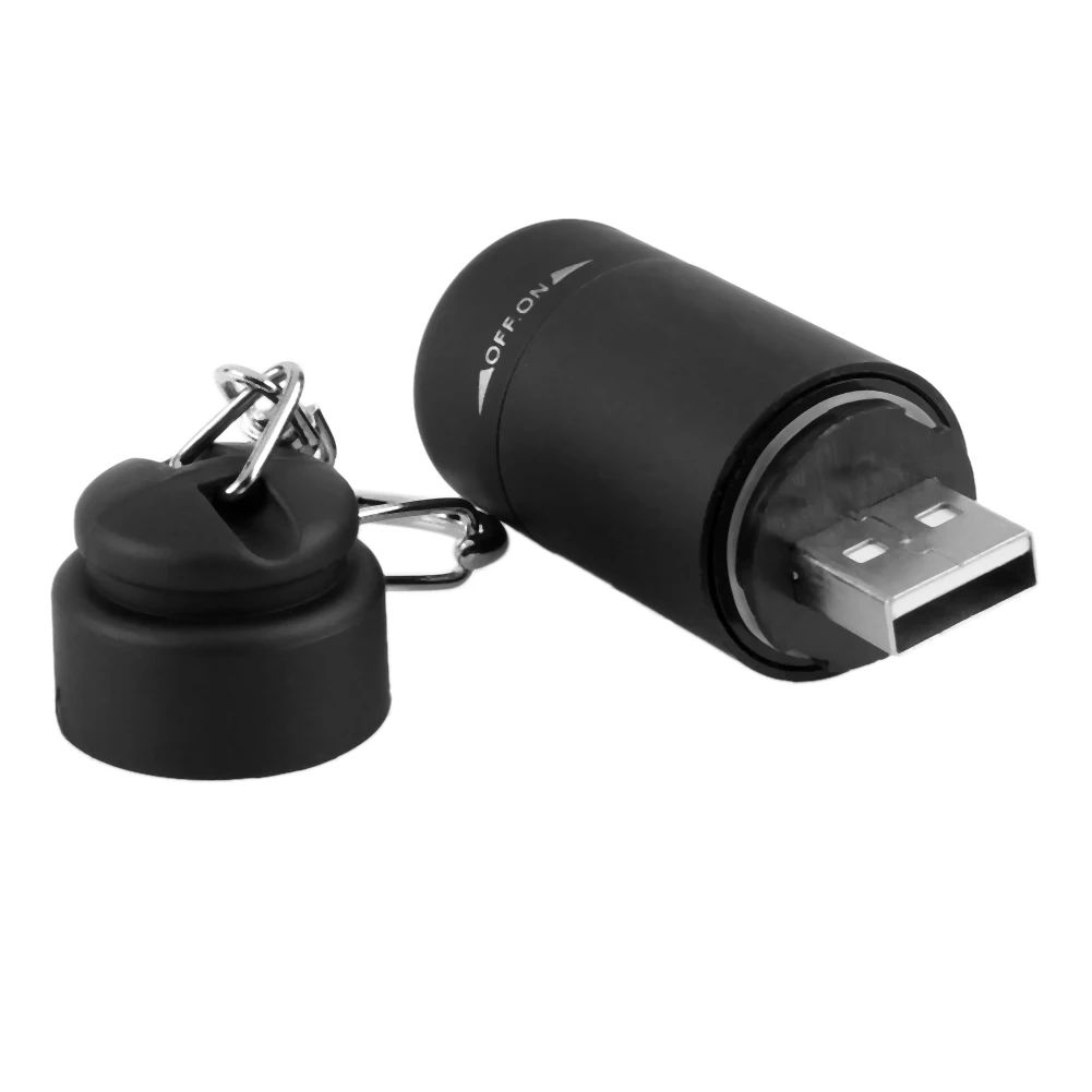 실용적인 LED 손전등 토치 휴대용 열쇠고리 50mAh USB 충전 방수 조명 캠핑 하이킹 조명