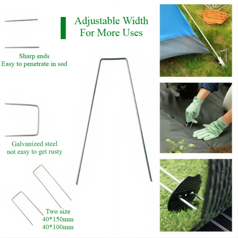 U-Shaped Garden Pins Garden Stakes Staples Landscape Staples Heavy Duty Yard Lawn Tent Stakes Securing Pegs For Weed Grid Fixed