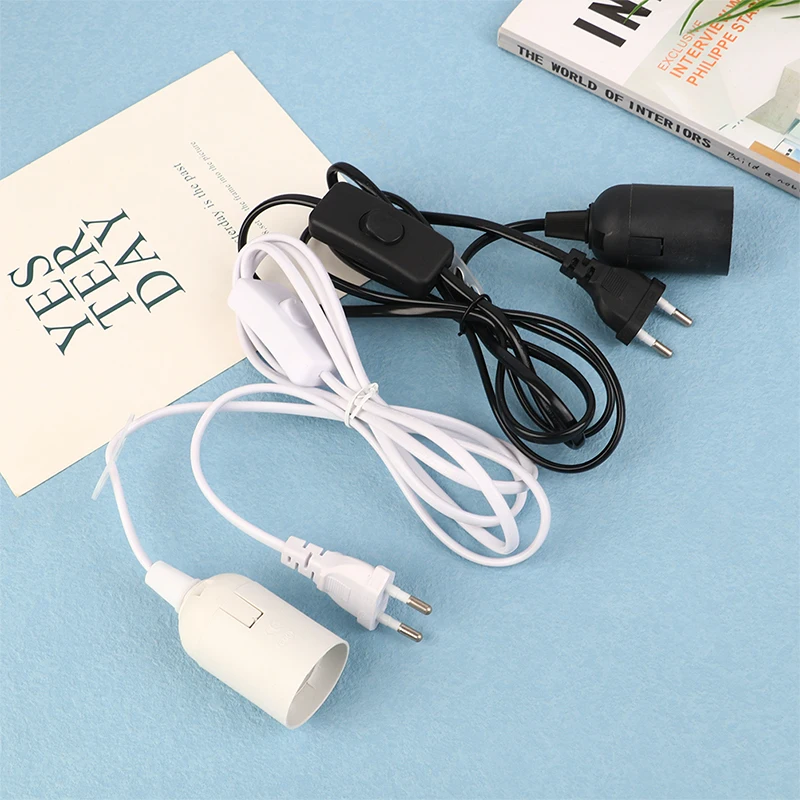 전원 코드 케이블 램프 베이스 플러그, 펜던트 LED 전구 E27 행글램프 서스펜션 소켓 거치대, 스위치 와이어 포함, 1.8M, 1 개