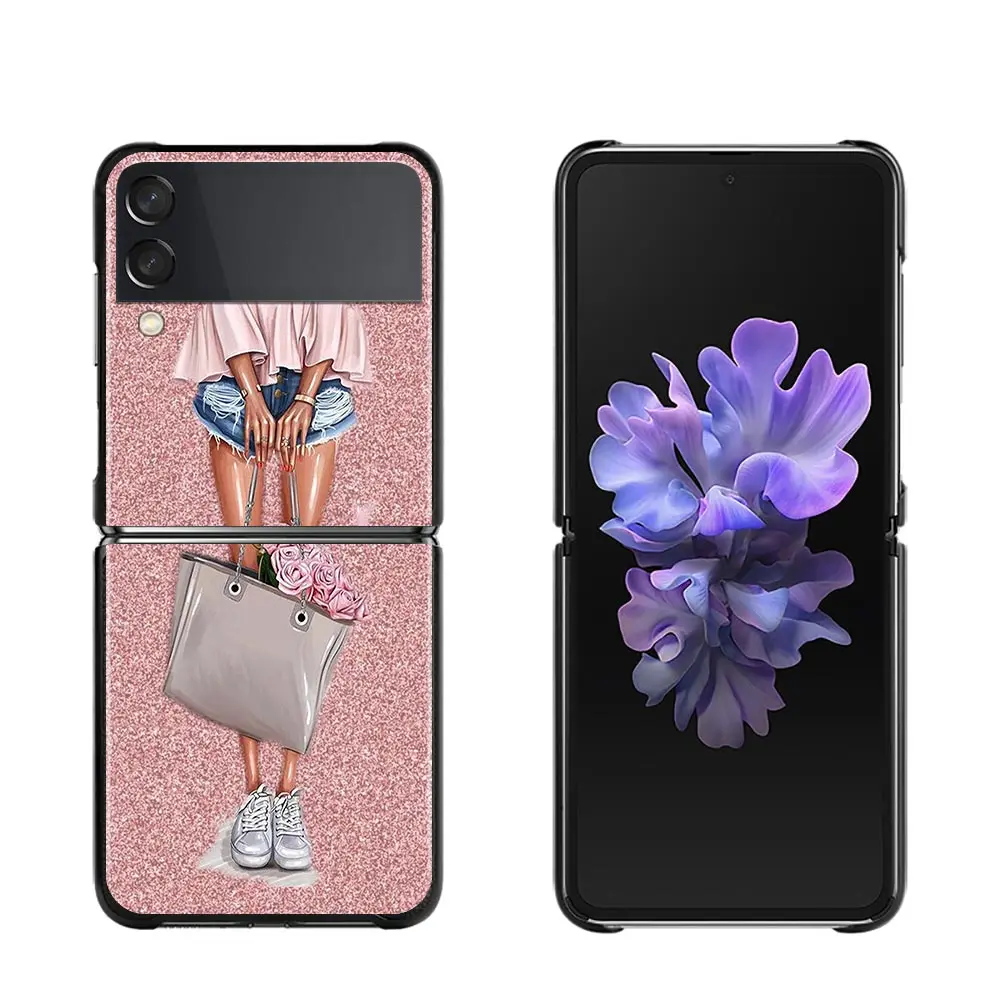 case for galaxy z flip3 Phone Case For Samsung Galaxy Z Flip3 5G ZFlip z flip 3 ZF3 PC Shell Black Hard Smartphone Coque Super mom Princess Girl samsung flip3 case