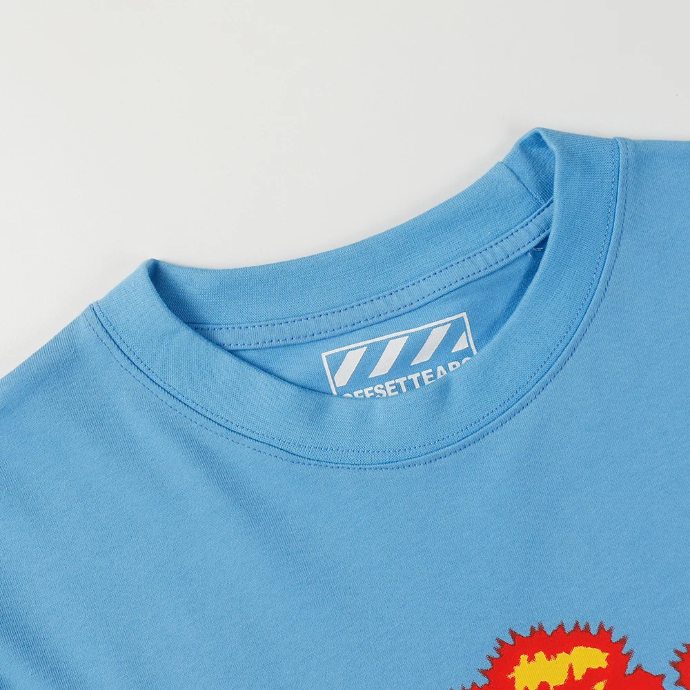 2024. gada jauns vasaras kokvilnas liesmas kapoka apdrukas krekls ar īsām piedurknēm vīriešu t-krekli ar izgriezumu kakla daļā, lielizmēra unisex T-krekls, ielas apģērbs_voghion.com