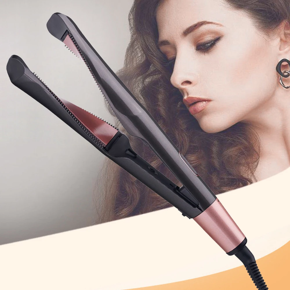 Spiral Twist Curling Iron Wand Rotary 2 In 1 Hair Straighteners and