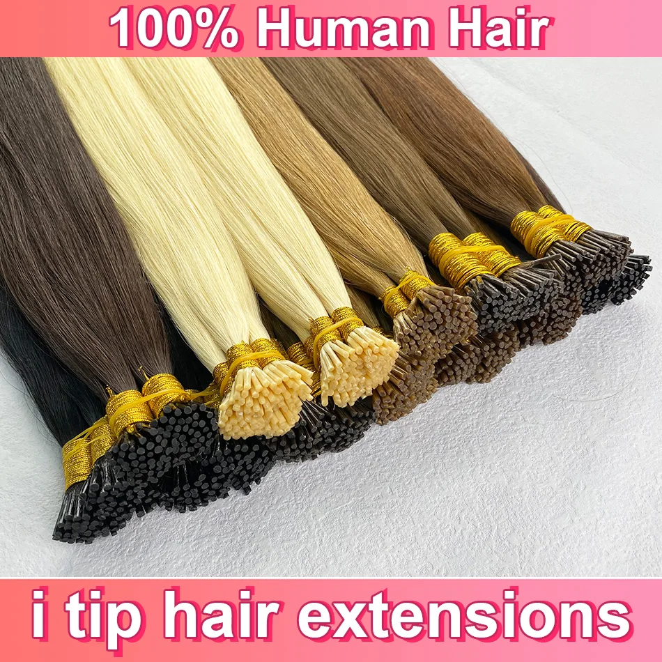 Straight I Tip Hair Extensions Human Hair Raw Virgin Natural Extensions Keratin Capsule Brown 613 Blonde Color 12-30inch