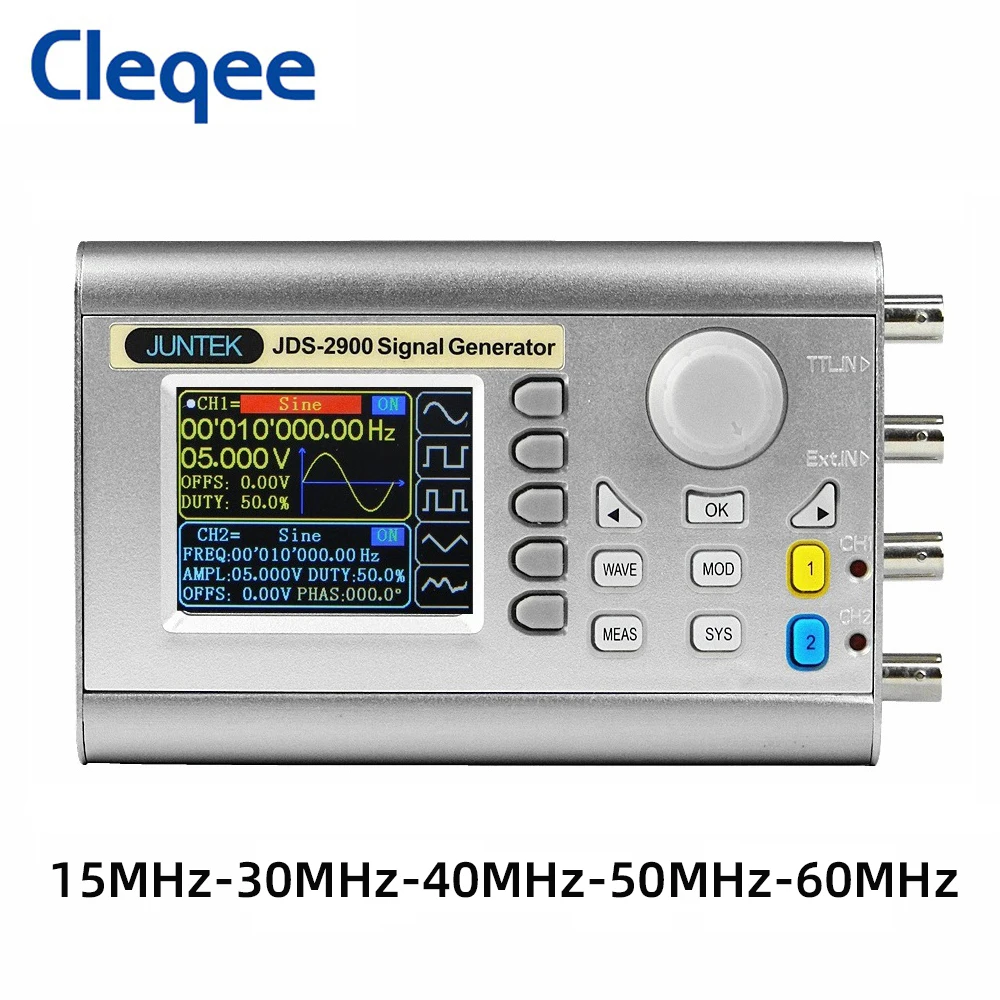 

Cleqee JDS2900 15MHz/30MHz/40MHz/50MHz/60MHz DDS Function Generator Dual Channel Arbitrary Waveform Signal Source