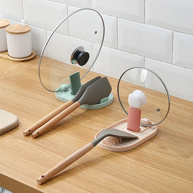 

Nordic Style Pot Lid Shovel Storage Rack Simple Practical Multifunctional Kitchen Supply Non-slip Silicone Pad Spatula Holder