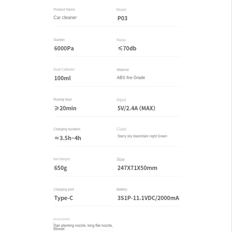 6000Pa 무선 자동차 진공 청소기, 휴대용 미니 충전식 핸드 진공 청소기, 자동차 홈 오피스용 강력한 무선 청소기