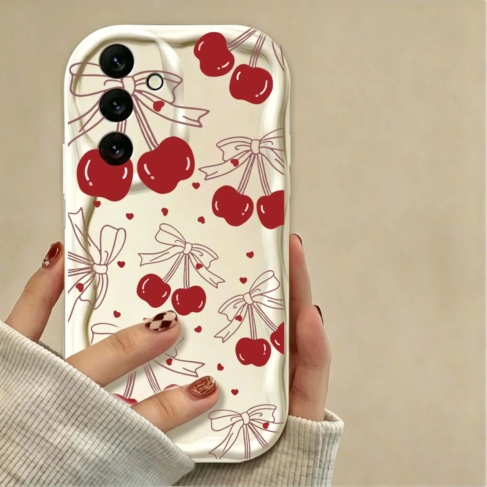 Bow Cherry Strawberry Fruit TPU Phone Case
