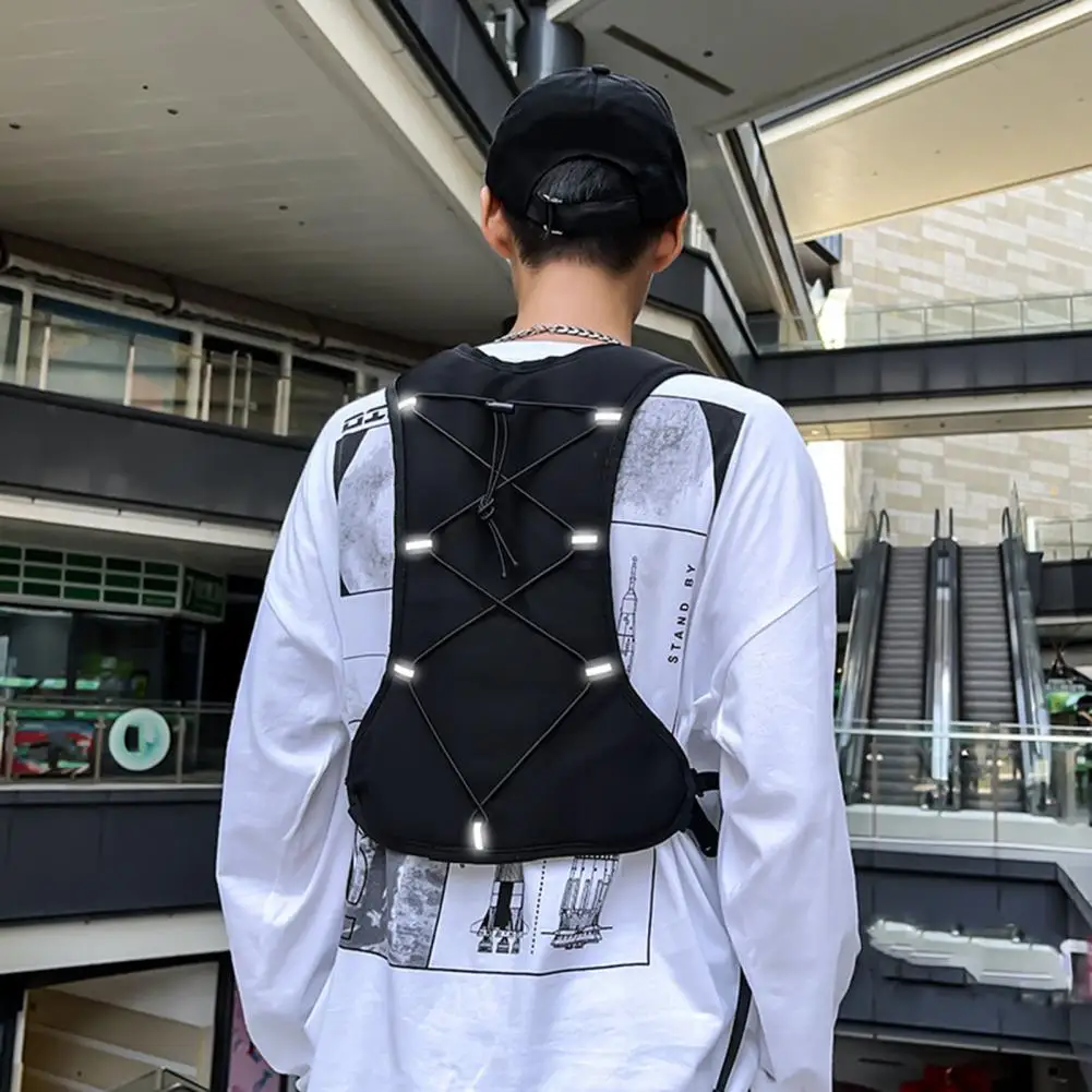 Sac poitrine fonctionnel grande capacité pour pêche avec bandes réfléchissantes veste porte-accessoires sport