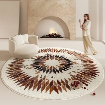 Cream Round Plush Rug 1